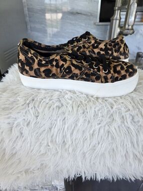 Steve Madden Leopard Print Platform Sneakers in Tan and Black
